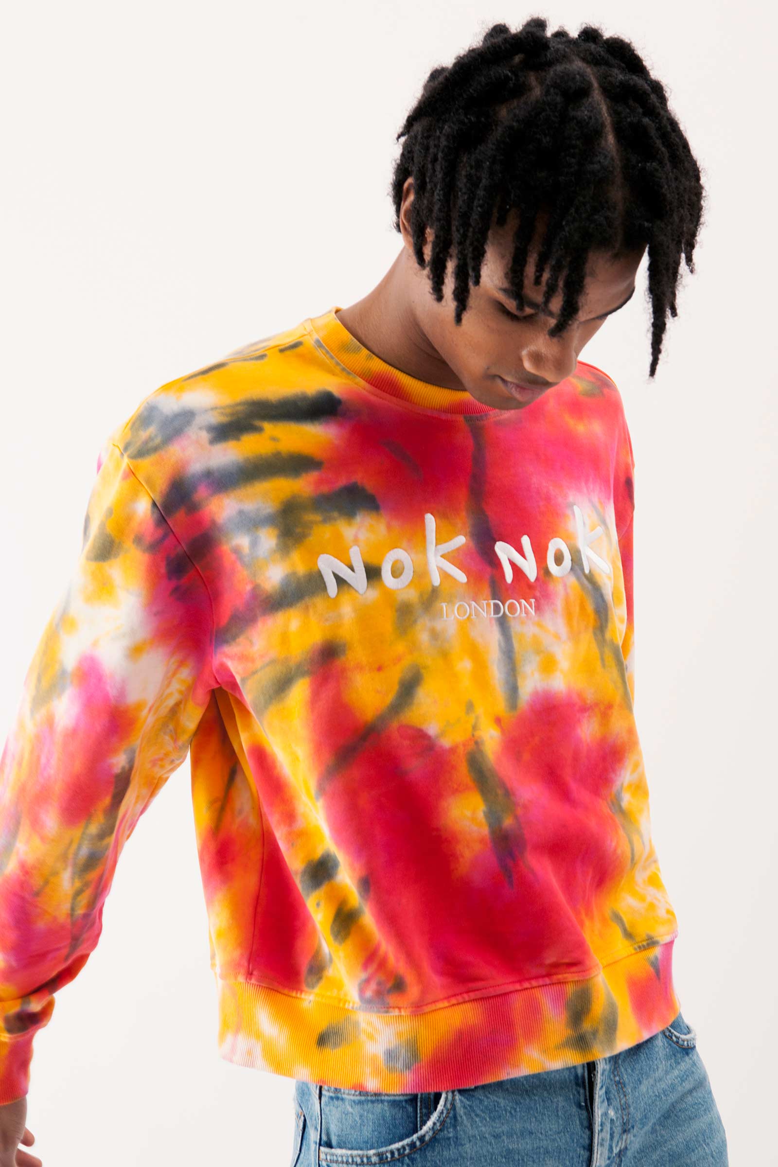 ABSTRACT TIE DYE EMBROIDERY JUMPER Nok Nok London