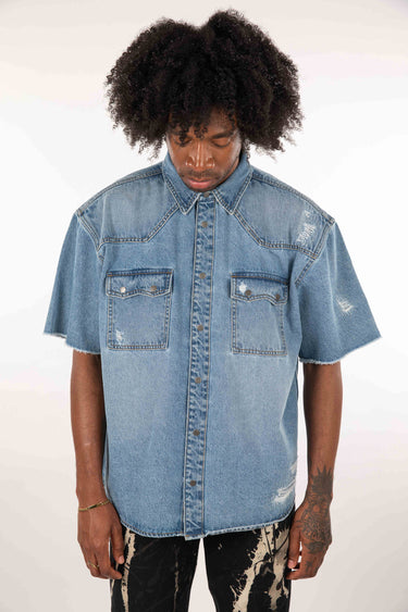 IN WOOD OVERSIZED DESTROY & REPAIR SHORT SLEEVE SHIRT
