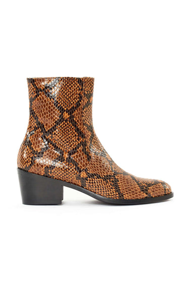 MEN ROCK VIBES 6CM CHELSEA BOOT - TAN SNAKESKIN EFFECT ITALIAN LEATHER