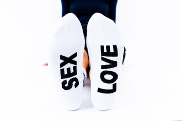 SEX LOVE NOK LOGO WHITE PREMIUM COTTON RIB SOCKS