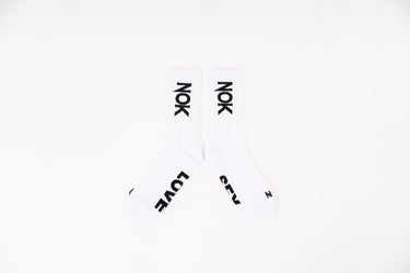 SEX LOVE NOK LOGO WHITE PREMIUM COTTON RIB SOCKS